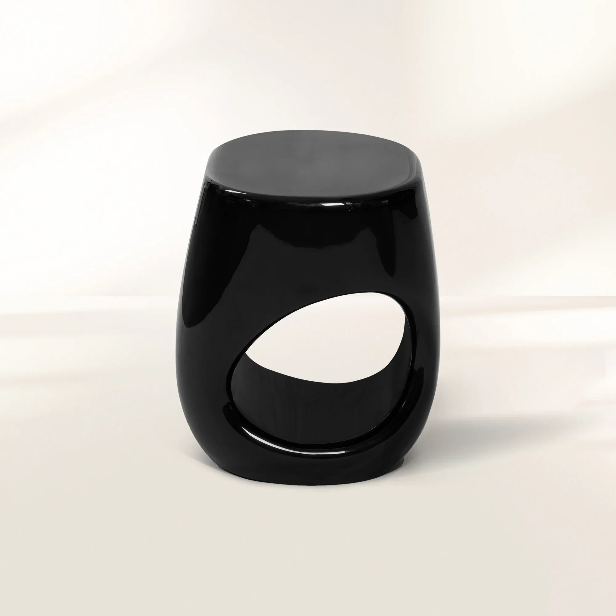 Erosion Gloss Sculptural Fiberglass Accent Stool