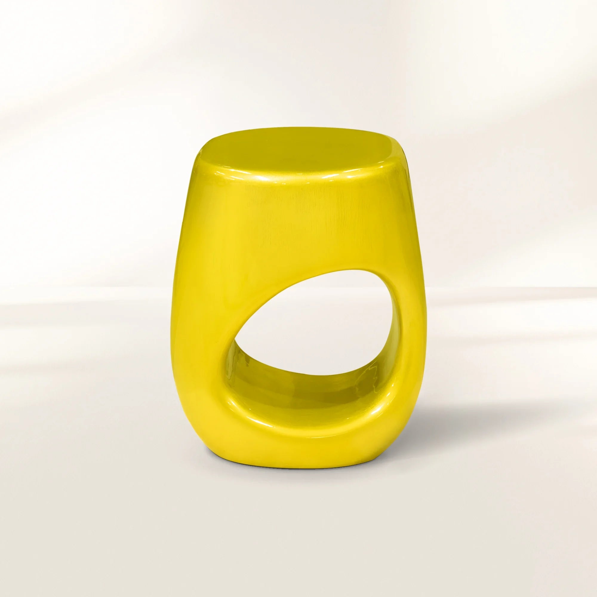 Erosion Gloss Sculptural Fiberglass Accent Stool