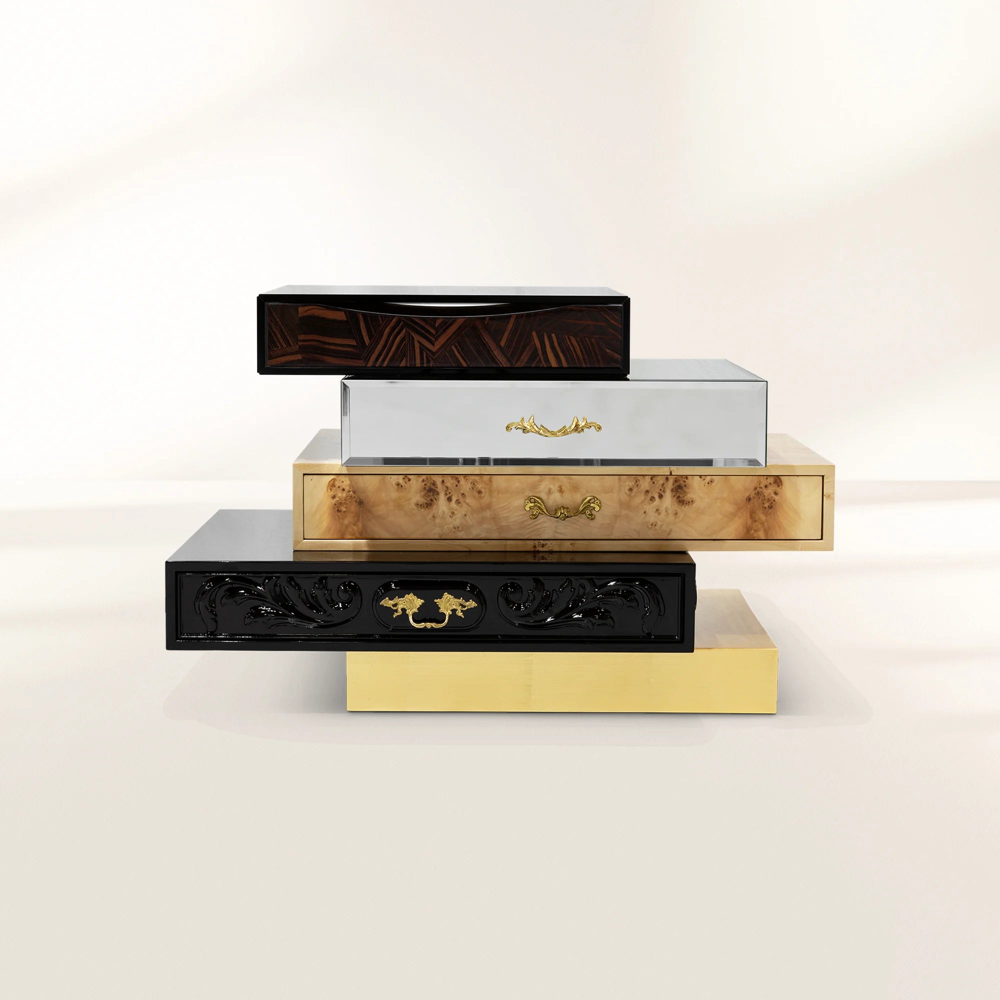 Frank Surreal Multi-Veneer Layered Luxury Nightstand
