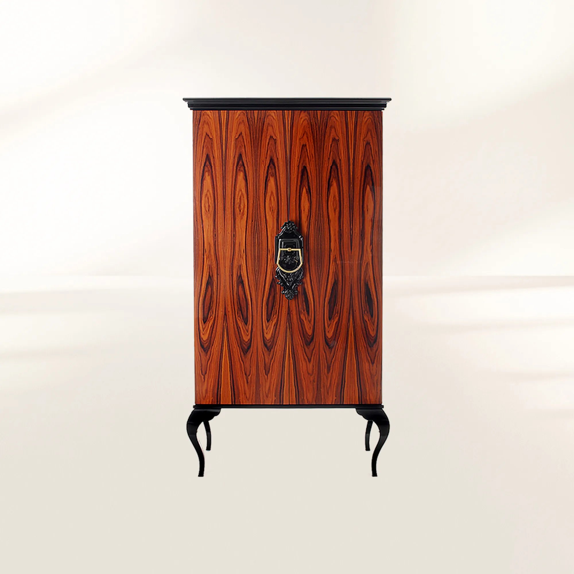 Luxury Sculptural Display Cabinet with Glass Shelves & Designer Storage