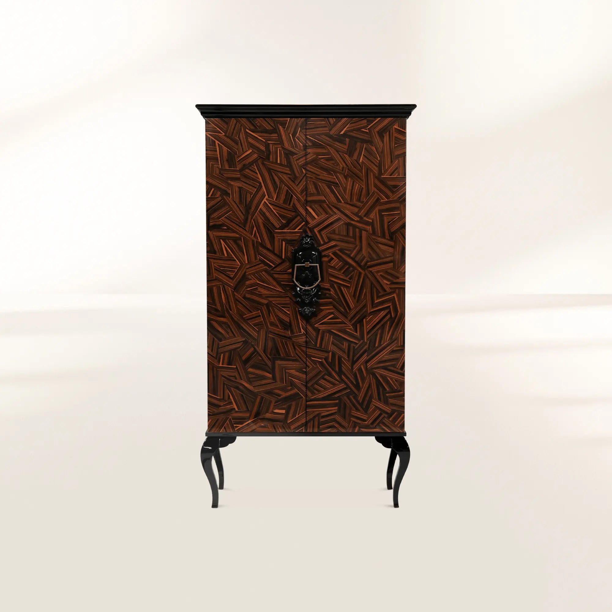 Luxury Sculptural Display Cabinet with Glass Shelves & Designer Storage