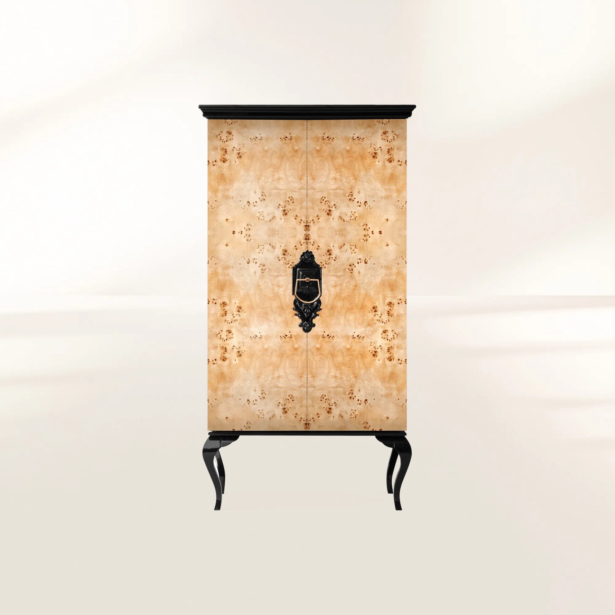 Luxury Sculptural Display Cabinet with Glass Shelves & Designer Storage