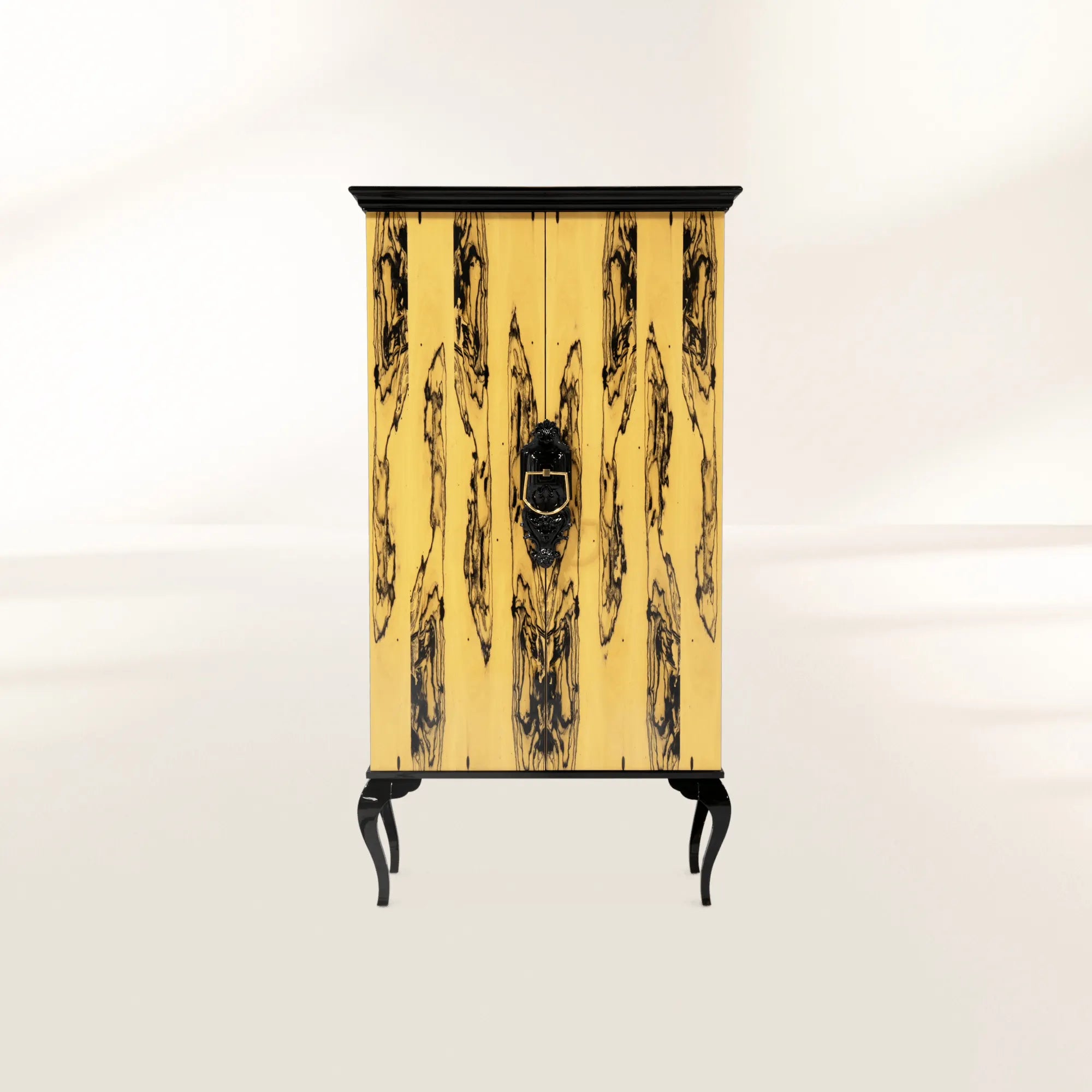 Luxury Sculptural Display Cabinet with Glass Shelves & Designer Storage