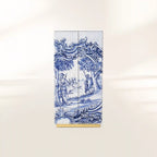 Luxury Display Cabinet with Hand-Painted Tile Artwork, Glass Shelves & Storage