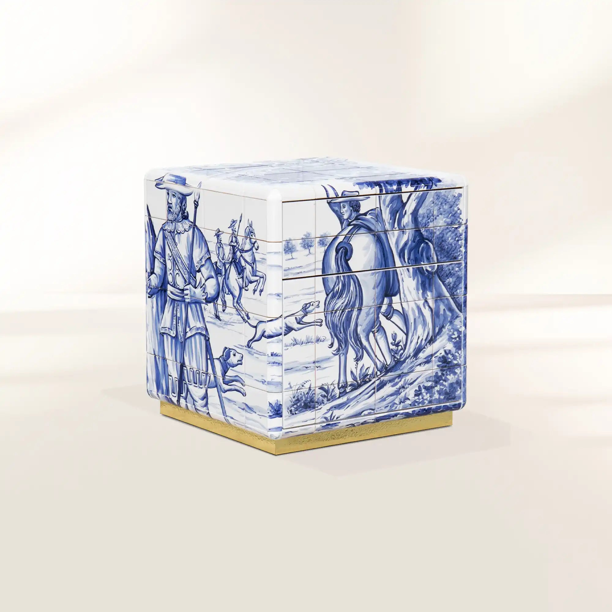 Heritage Azulejo Hand-Painted Ceramic Small Luxury Nightstand