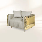 Luxury Imperfect Sculptural Armchair with Hammered Brass Frame & Artistic Design