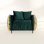 Luxury Imperfect Sculptural Armchair with Hammered Brass Frame & Artistic Design