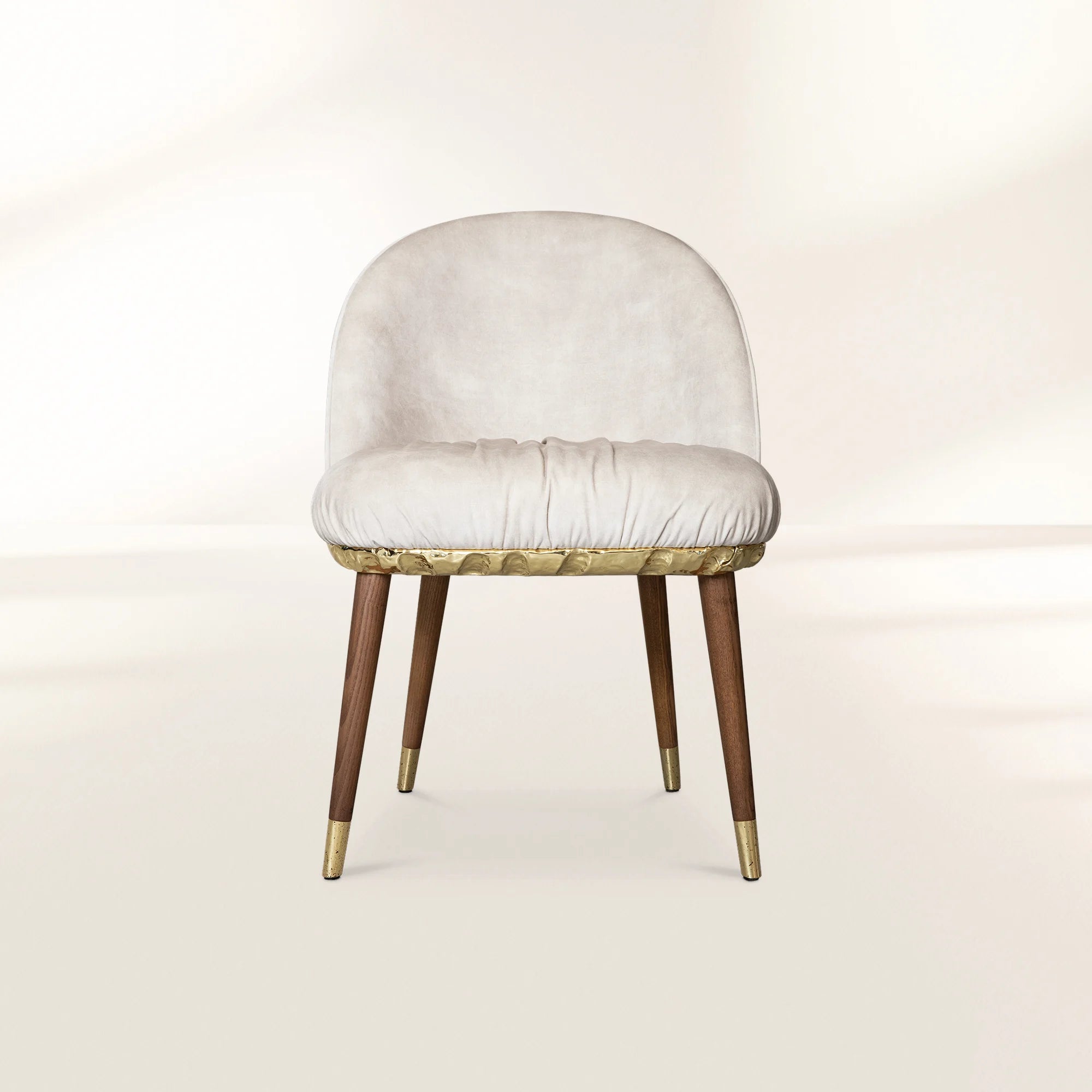 Imperfectio Hammered Brass Textured Velvet Dining Chair