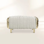 Imperfectio Hammered Brass Upholstered Luxury Ottoman