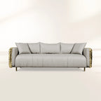 Luxury Imperfect Sculptural Sofa with Hammered Brass Frame & Artistic Design