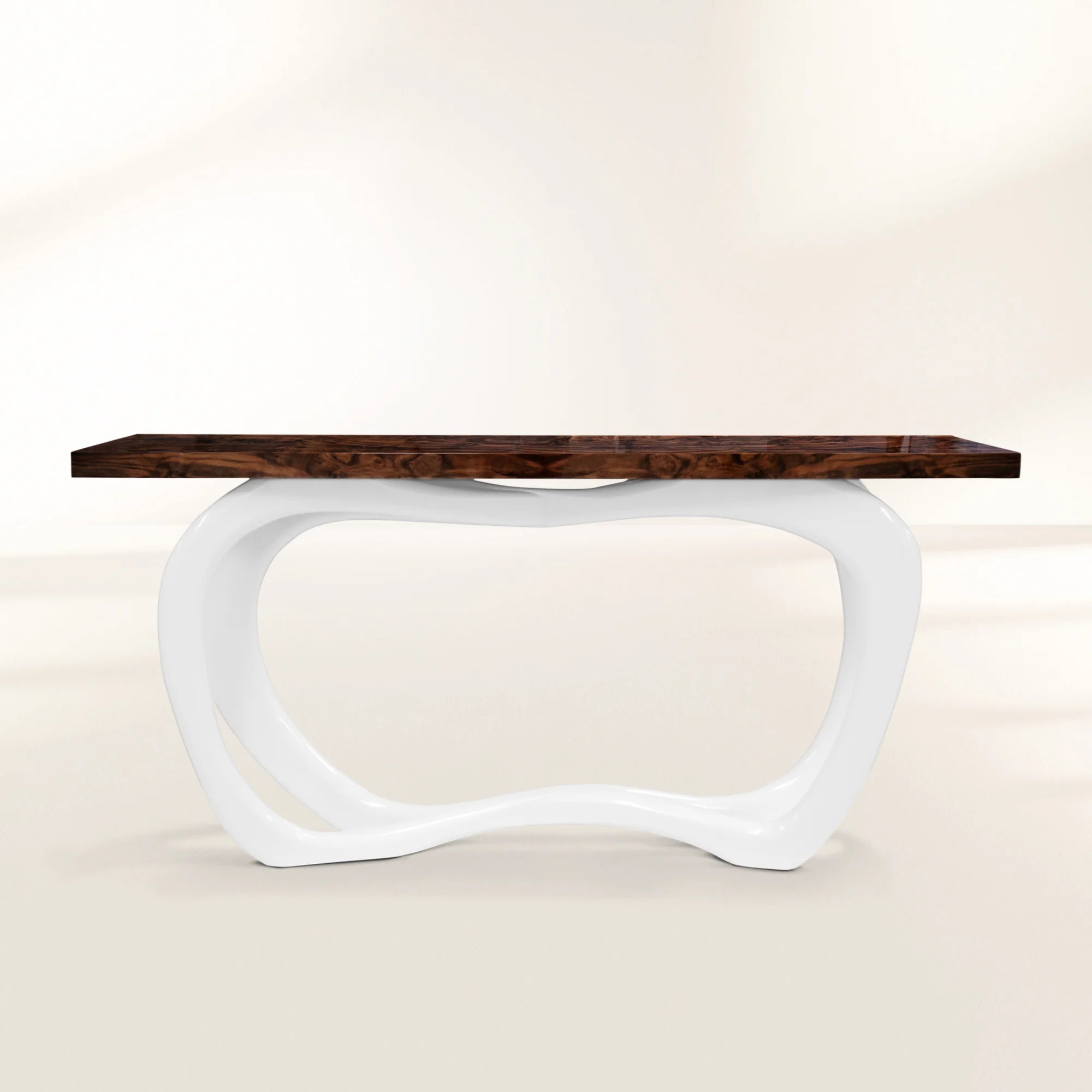 Infinity Consoles Curved Copper Leaf Entryways Cabinet Table