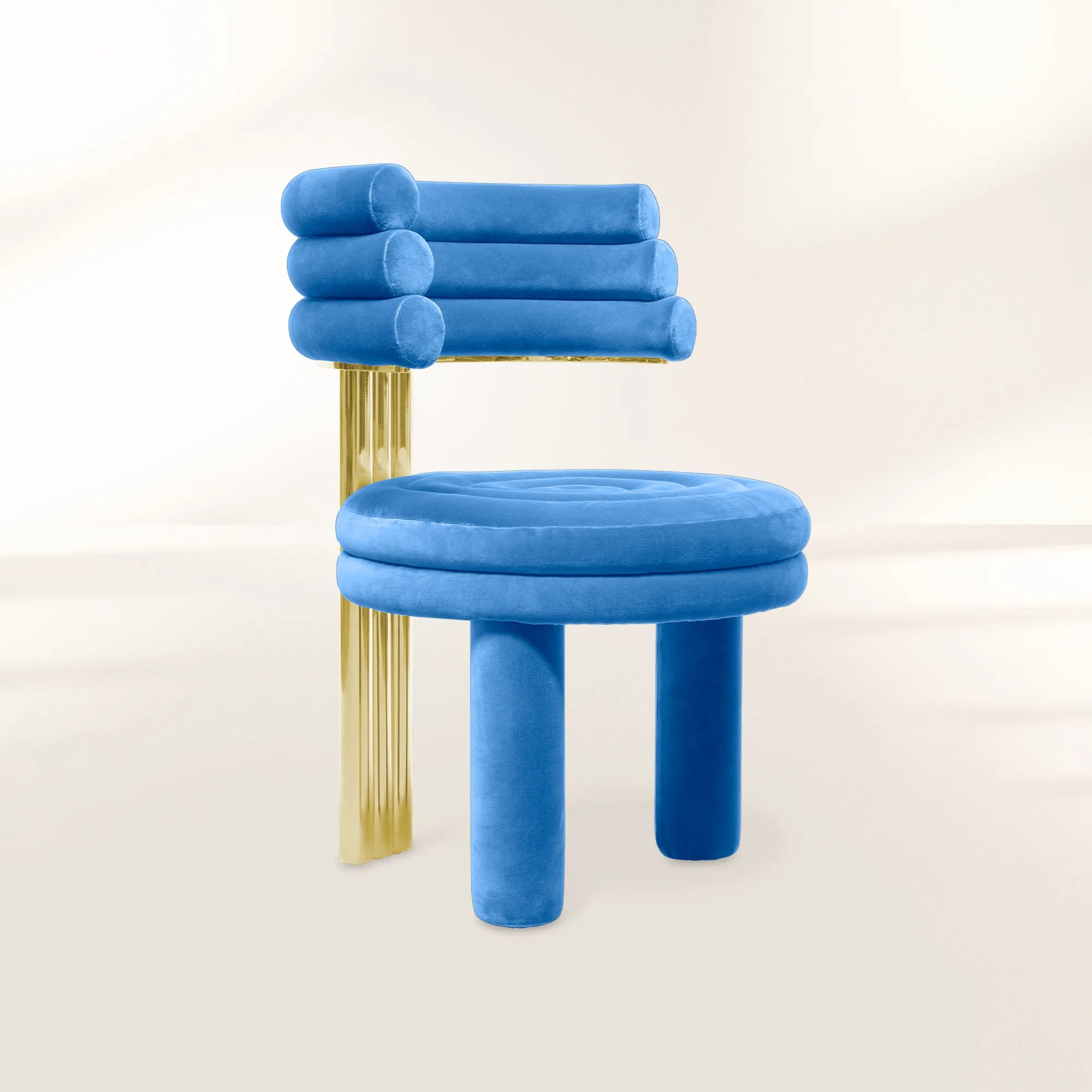 Kerr Tiered Velvet Polished Brass Dining Chair