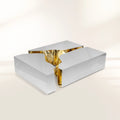 Luxury Coffee Table with Cracked Brass Sculptural Base & Smoked Glass Top Center Tea Table