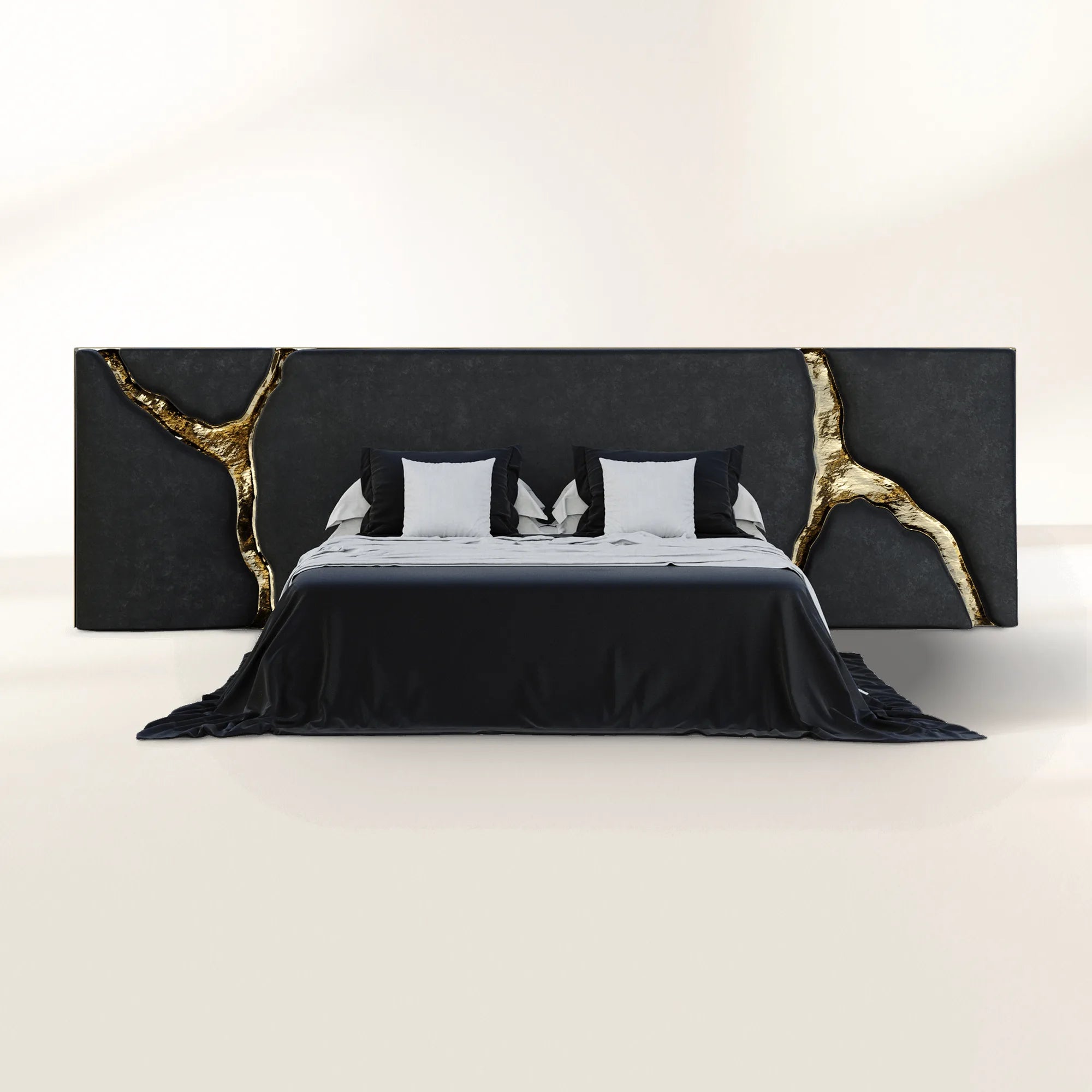Lapiaz Kintsugi Velvet Polished Gold Luxury Headboard