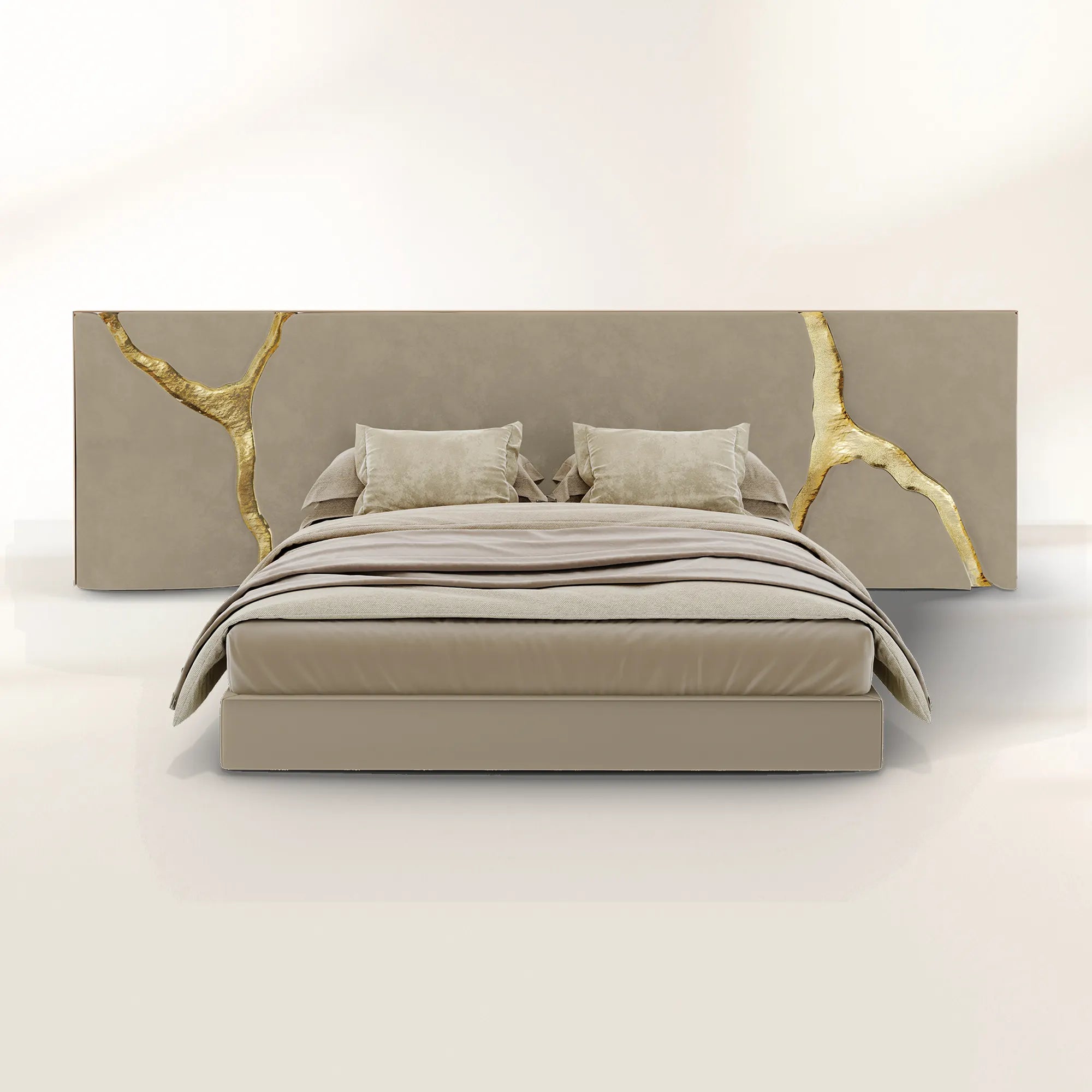 Lapiaz Kintsugi Velvet Polished Gold Luxury Headboard