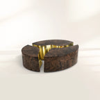 Luxury Oval Coffee Table with Sculptural Brass Accents & High Gloss Finish Center Tea Table