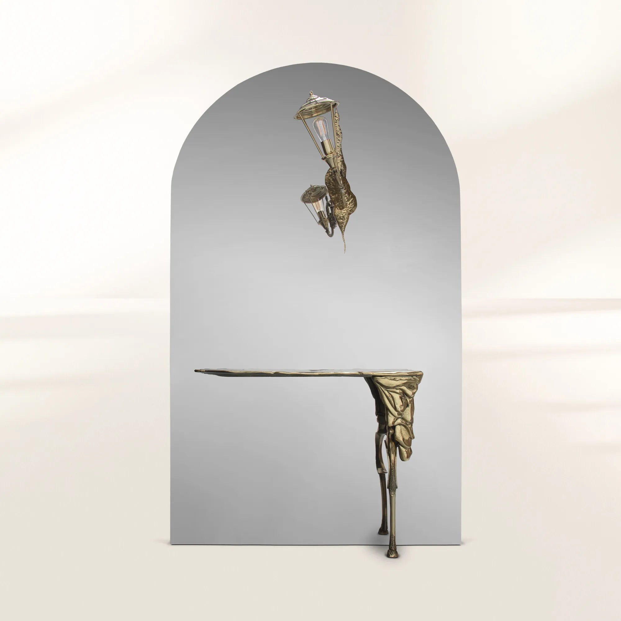 Lumiere Consoles Victorian Cast Brass Mirror Entryways Cabinet Table