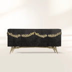 Luxury Walnut Burl Sideboard Buffet Cabinet with Hand-Carved Floral Doors & Storage