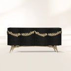Luxury Walnut Burl Sideboard Buffet Cabinet with Hand-Carved Floral Doors & Storage