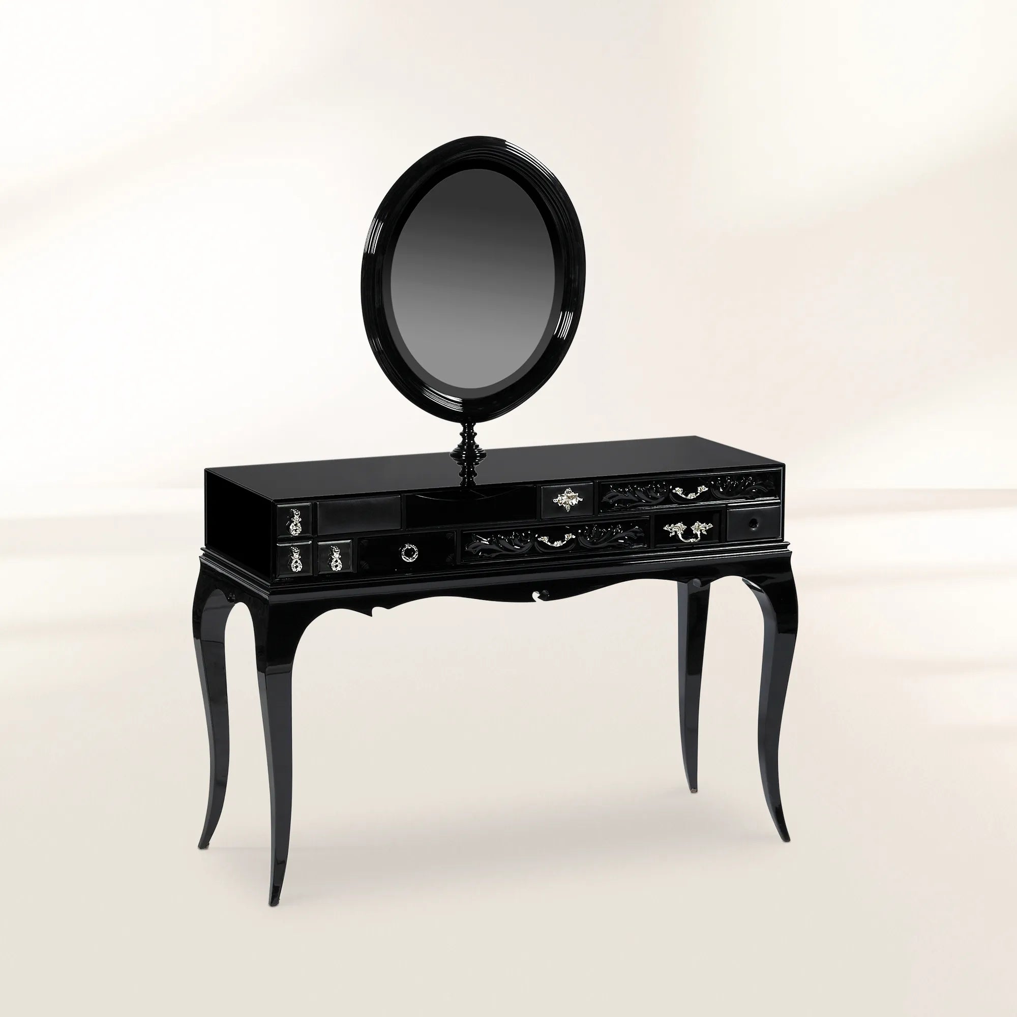 Melrose Dressing Consoles Table with Black Gloss Entryways Cabinet Table