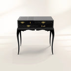 Melrose Baroque High Gloss Black Luxury Nightstand
