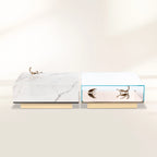 Luxury Coffee Table Set with Marble, Glass & Sculptural Gold Brass Design Center Tea Table