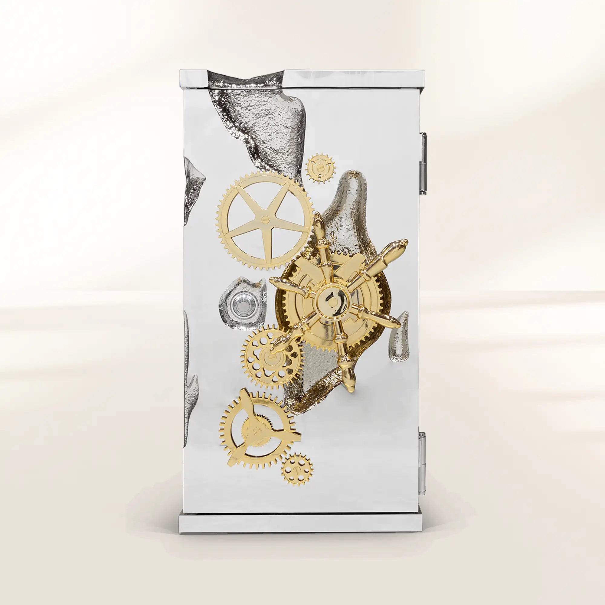 Luxury Collectible Vault Safe with Gold-Plated Finish & Secret Dial Lock System