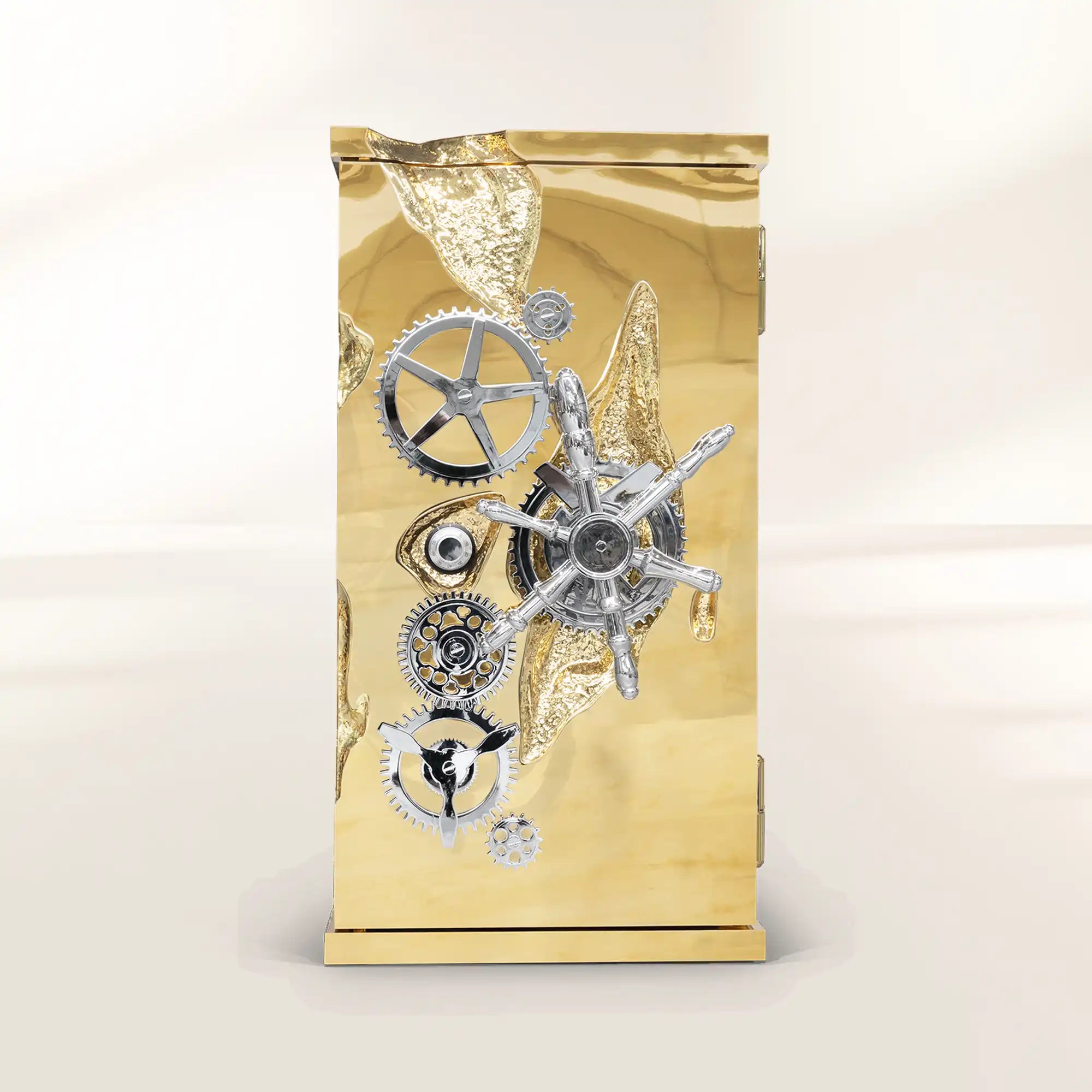 Luxury Collectible Vault Safe with Gold-Plated Finish & Secret Dial Lock System