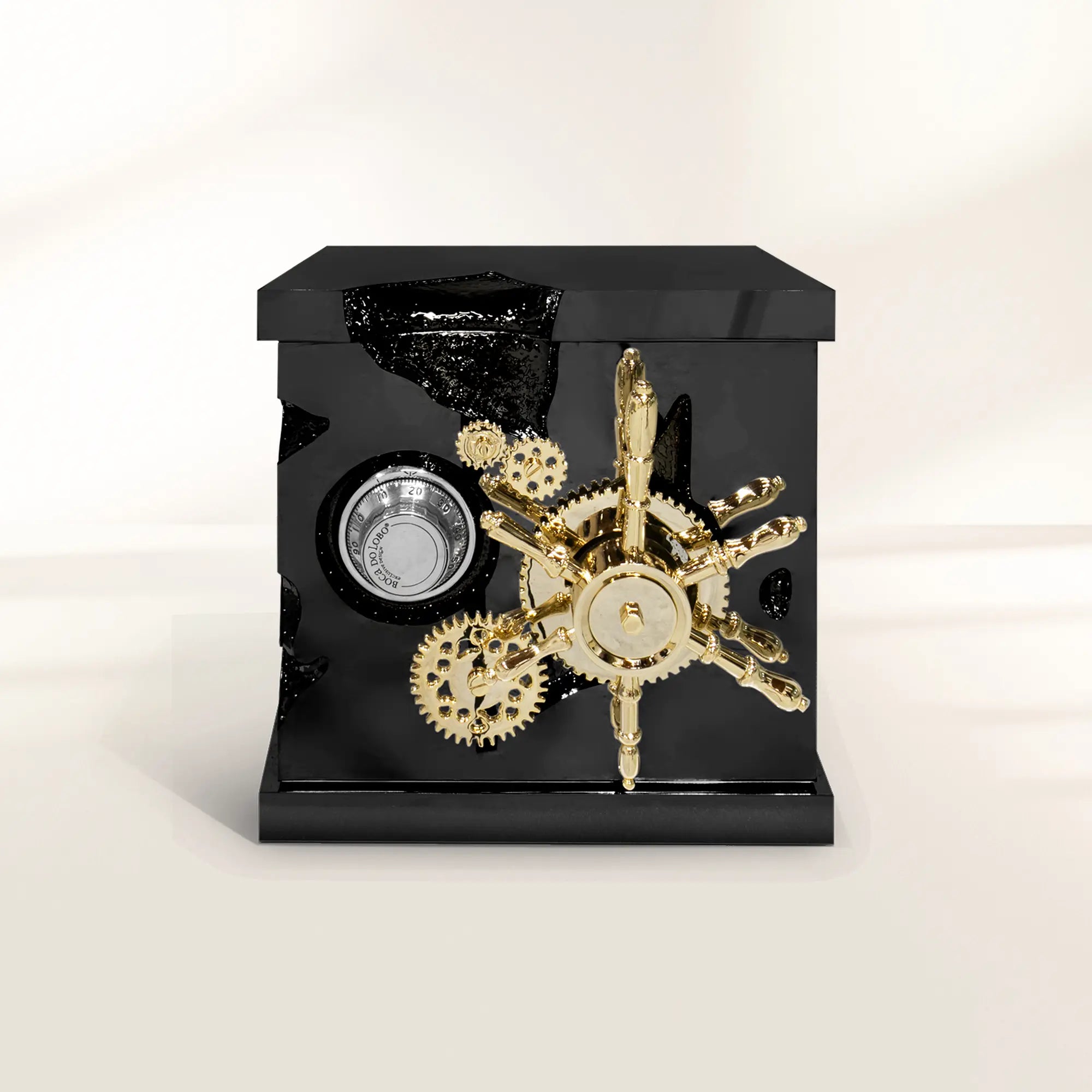 Luxury Portable Jewelry Safe with Secret Dial Lock & Gold-Plated Brass Gear Design