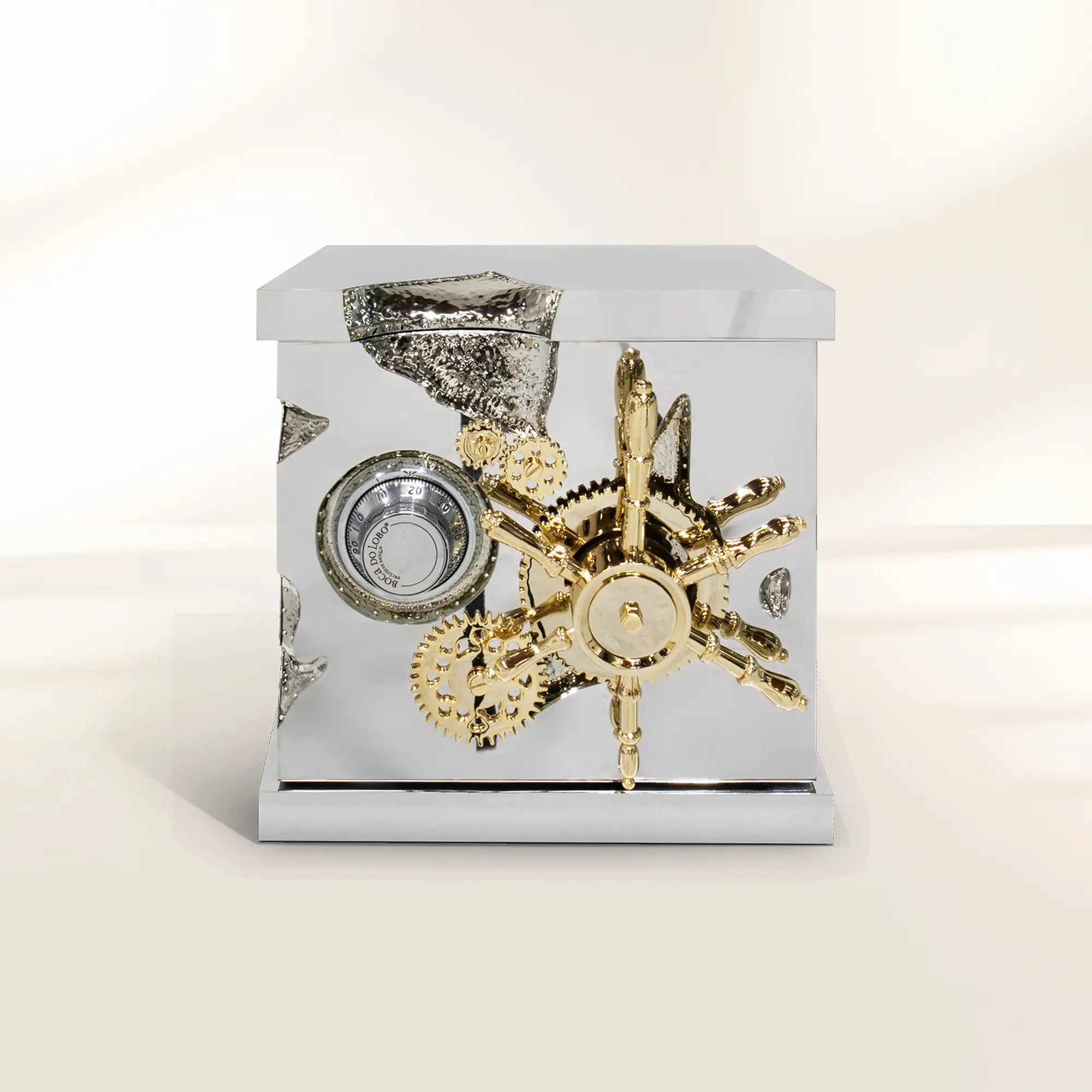 Luxury Portable Jewelry Safe with Secret Dial Lock & Gold-Plated Brass Gear Design