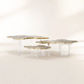 Luxury Designer Coffee Table with Hand-Painted Artistic Top & Sculptural Brass Base Center Tea Table