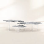 Luxury Designer Coffee Table with Hand-Painted Artistic Top & Sculptural Brass Base Center Tea Table