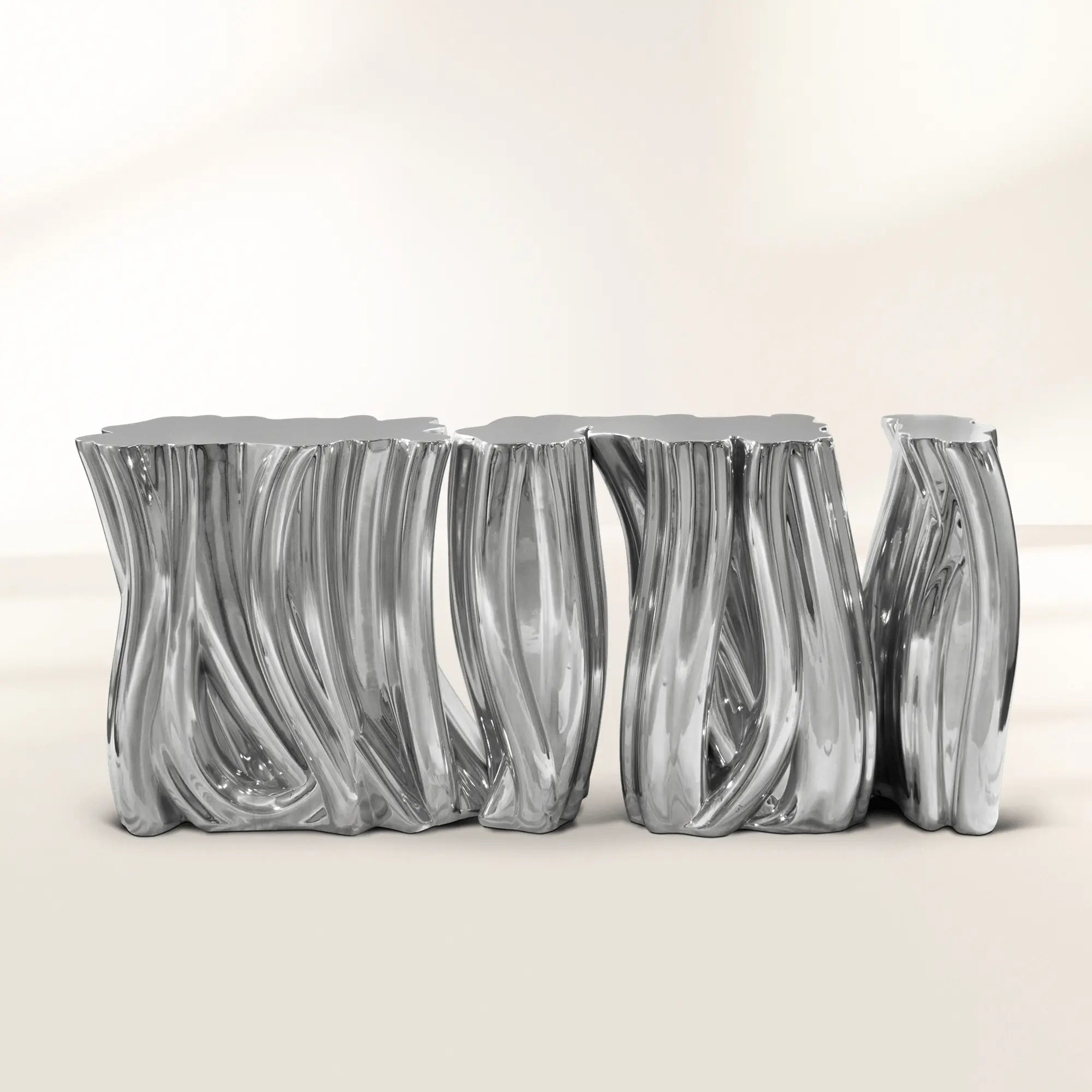 Monochrome Consoles Fluid Sculptural Resin Entryways Cabinet Table