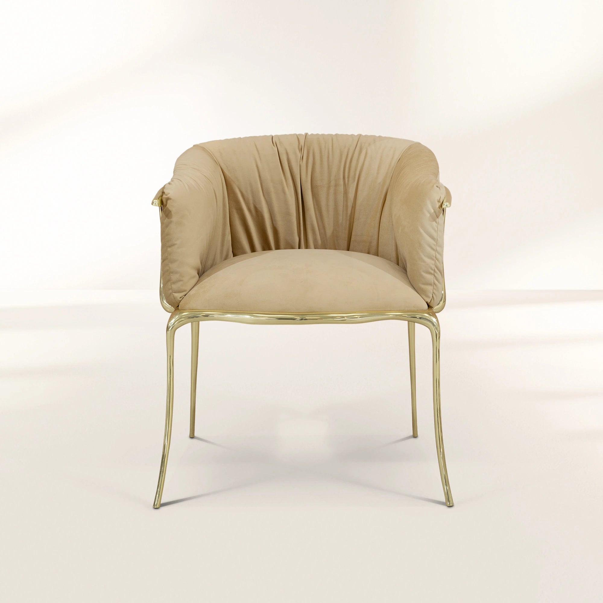 Luxury Surrealist Armchair with Gold-Plated Brass Frame, Velvet Seat & Sculptural Design
