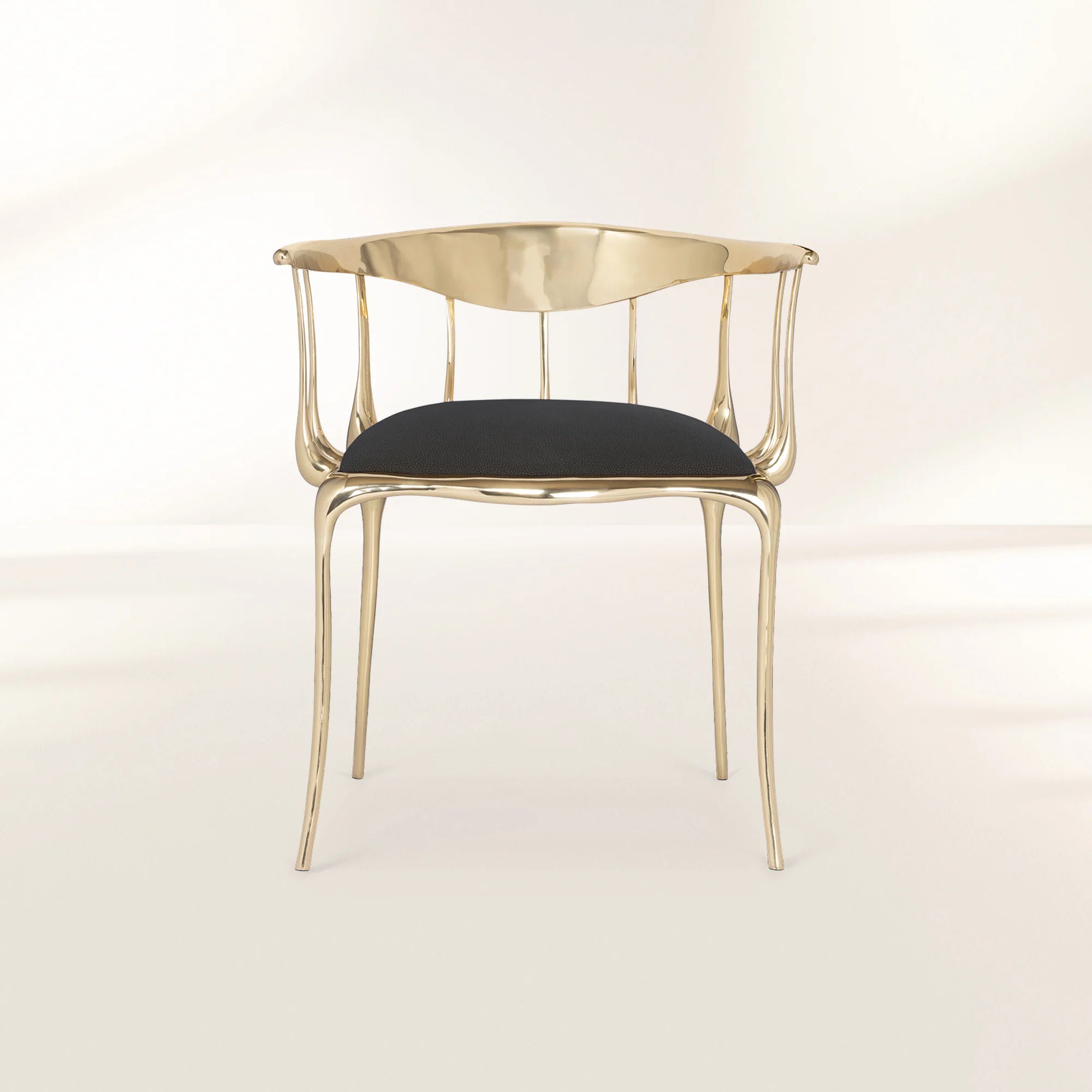 Nº11  Surrealist Polished Gold Cast Brass Dining Chair