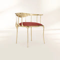 Nº 11 Burgundy Velvet Polished Gold Surrealist Dining Chair