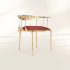 Nº 11 Burgundy Velvet Polished Gold Surrealist Dining Chair