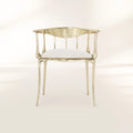 Nº 11 Cream Velvet Surrealist Polished Gold Dining Chair