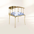 Nº 11 Azulejo Print Polished Brass Heritage Chair