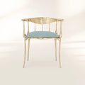 Nº 11 Light Blue Velvet Surrealist Polished Gold Dining Chair