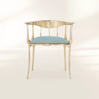 Nº 11 Light Blue Velvet Surrealist Polished Gold Dining Chair