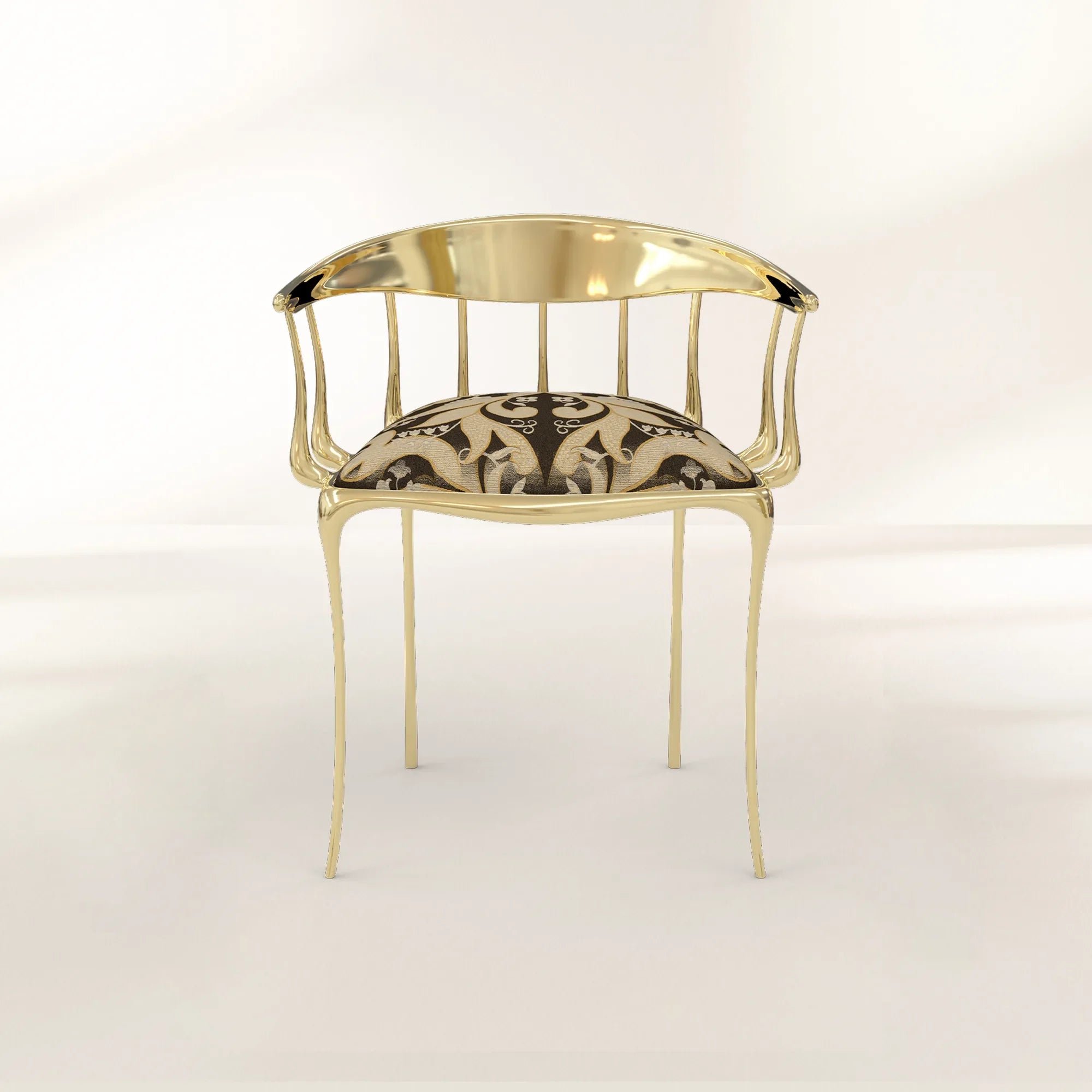 Nº11 Semiramide Nero Surrealist Polished Gold Dining Chair