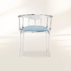 Nº 11 Silver Polished Brass Surrealist Light Blue Dining Chair