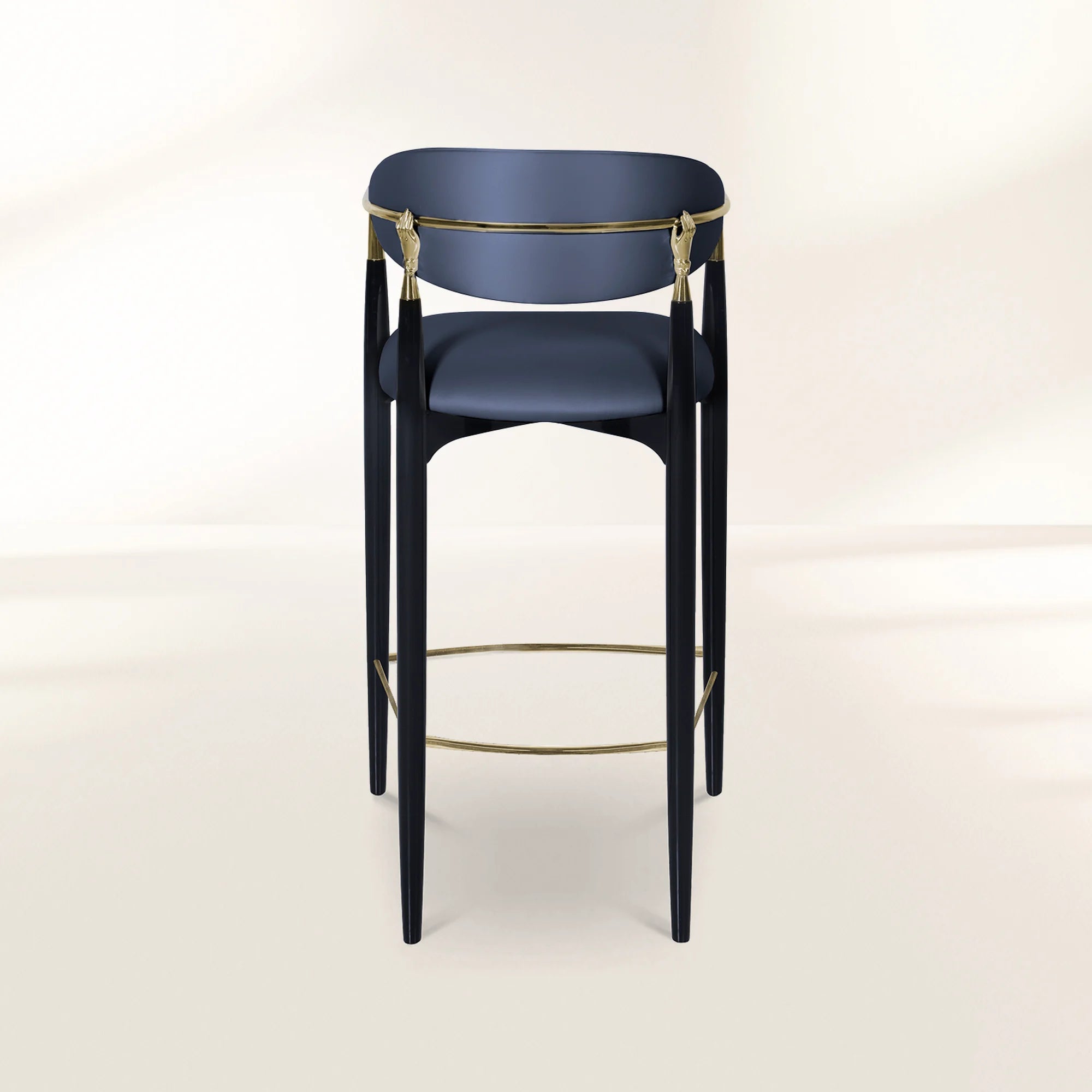 Nahema Sculptural Polished Brass Accent Bar Stool