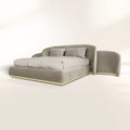 Odette Curved Velvet Polished Brass Luxury King Bed