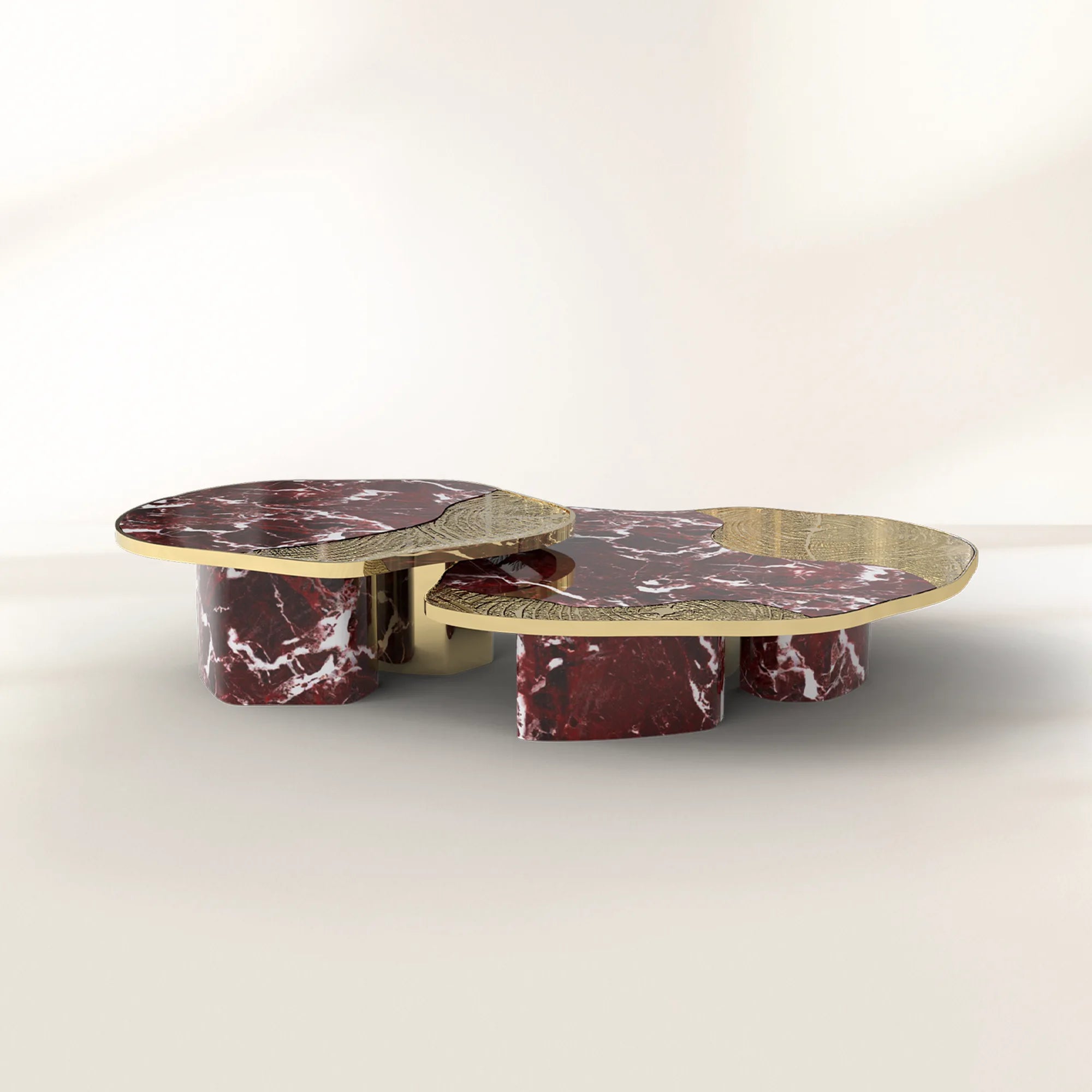 Luxury Calacatta Marble Coffee Table with Black Sculptural Base & Modern Design Center Tea Table