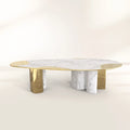 Ophelia Oval Carrara Marble & Gold Dining Table