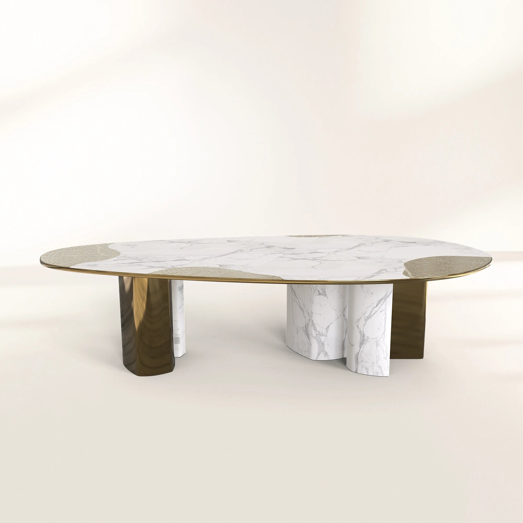 Ophelia Oval Carrara Marble & Gold Dining Table