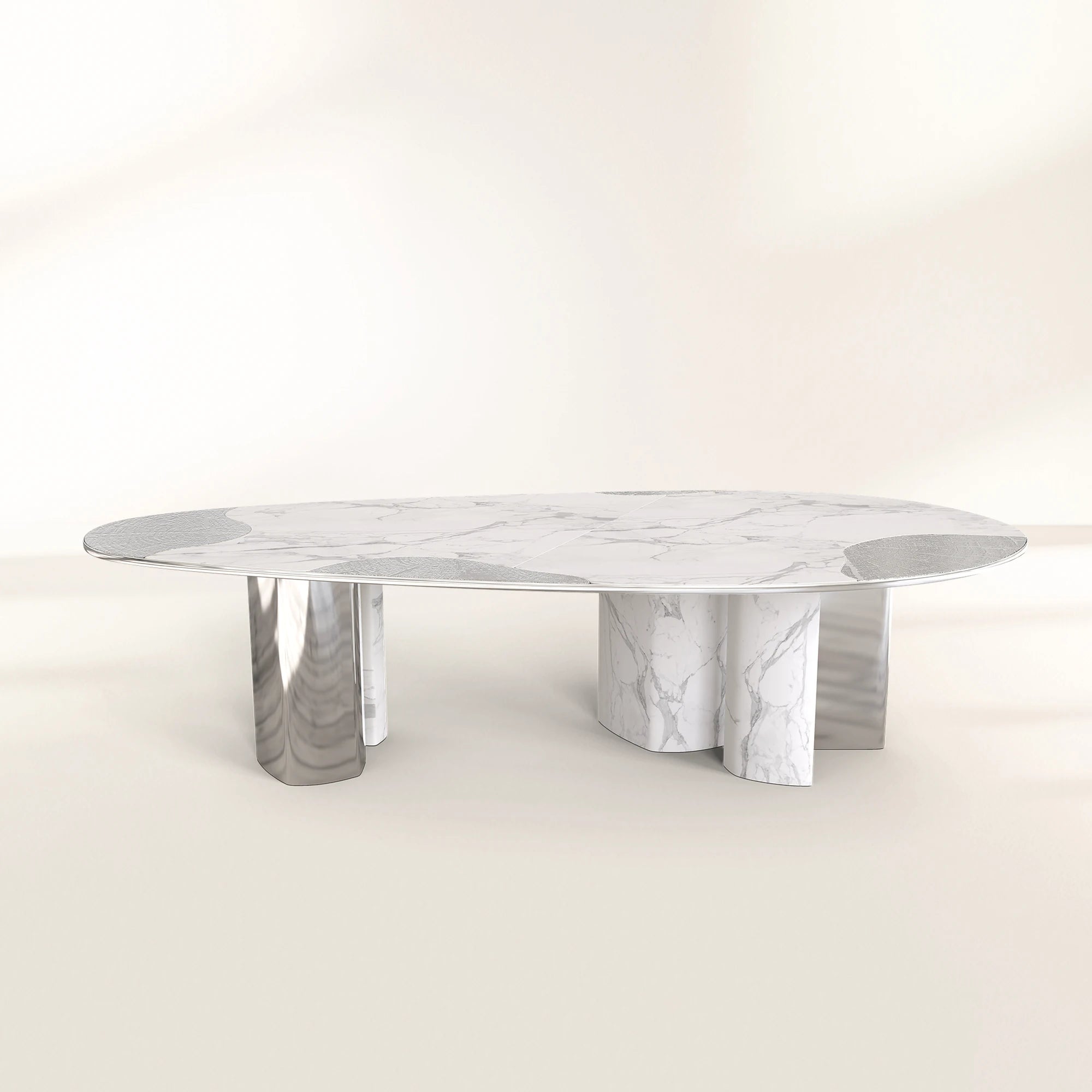 Ophelia Oval Carrara Marble & Gold Dining Table