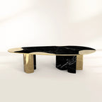 Ophelia Oval Carrara Marble & Gold Dining Table